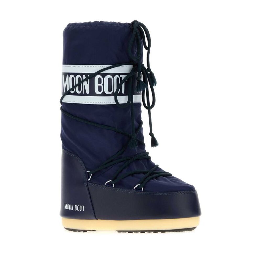 Moon Boot Unisex Navy Blue Nylon And Synthetic Leather Icon Boots - Picture 2 of 2